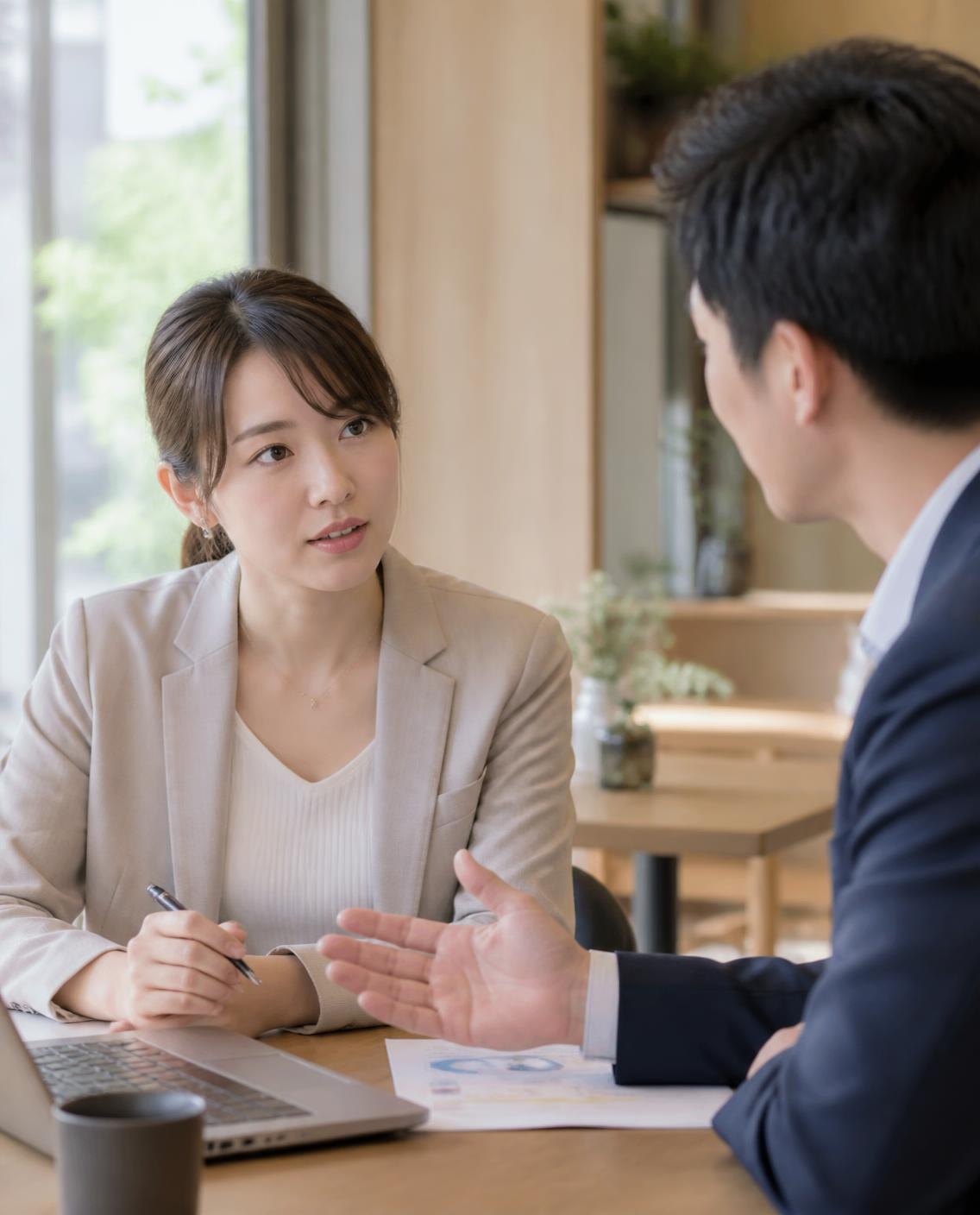 キャリアアドバイザーと向かい合って相談する様子のイメージ